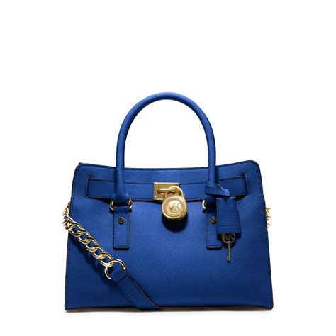 michael kors hamilton saffiano leather medium electric blue satchel|Hamilton Saffiano Leather Medium Satchel .